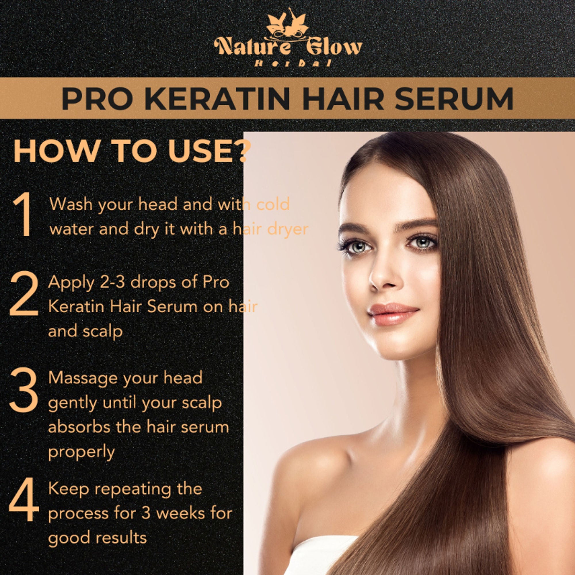 Nature Glow Herbal Pro Keratin Hair Serum | Grocsy