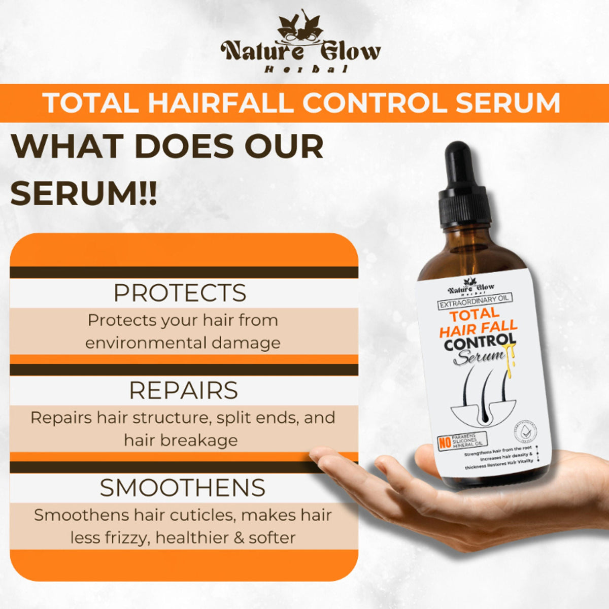 Nature Glow Herbal Total Hair Fall Control Serum | Grocsy