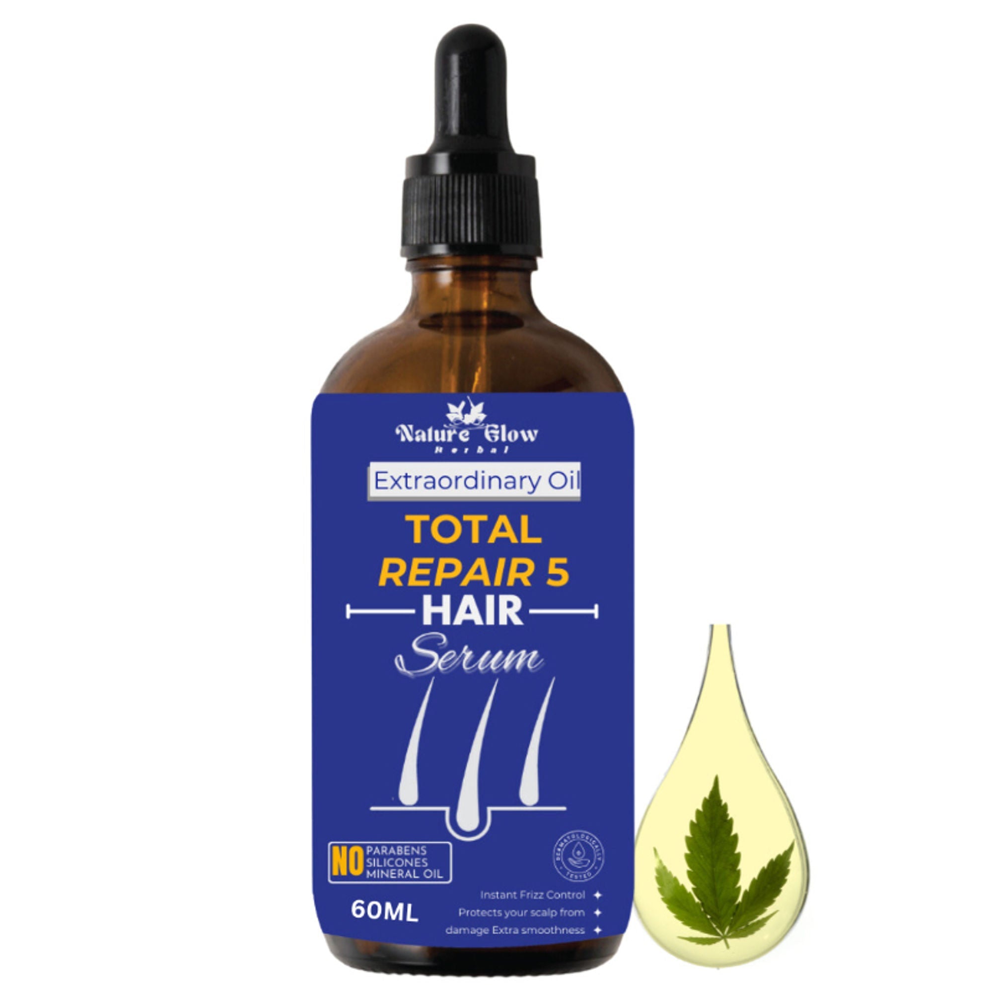Nature Glow Herbal Total Repair 5 Hair Serum - For All Hair Types | Grocsy