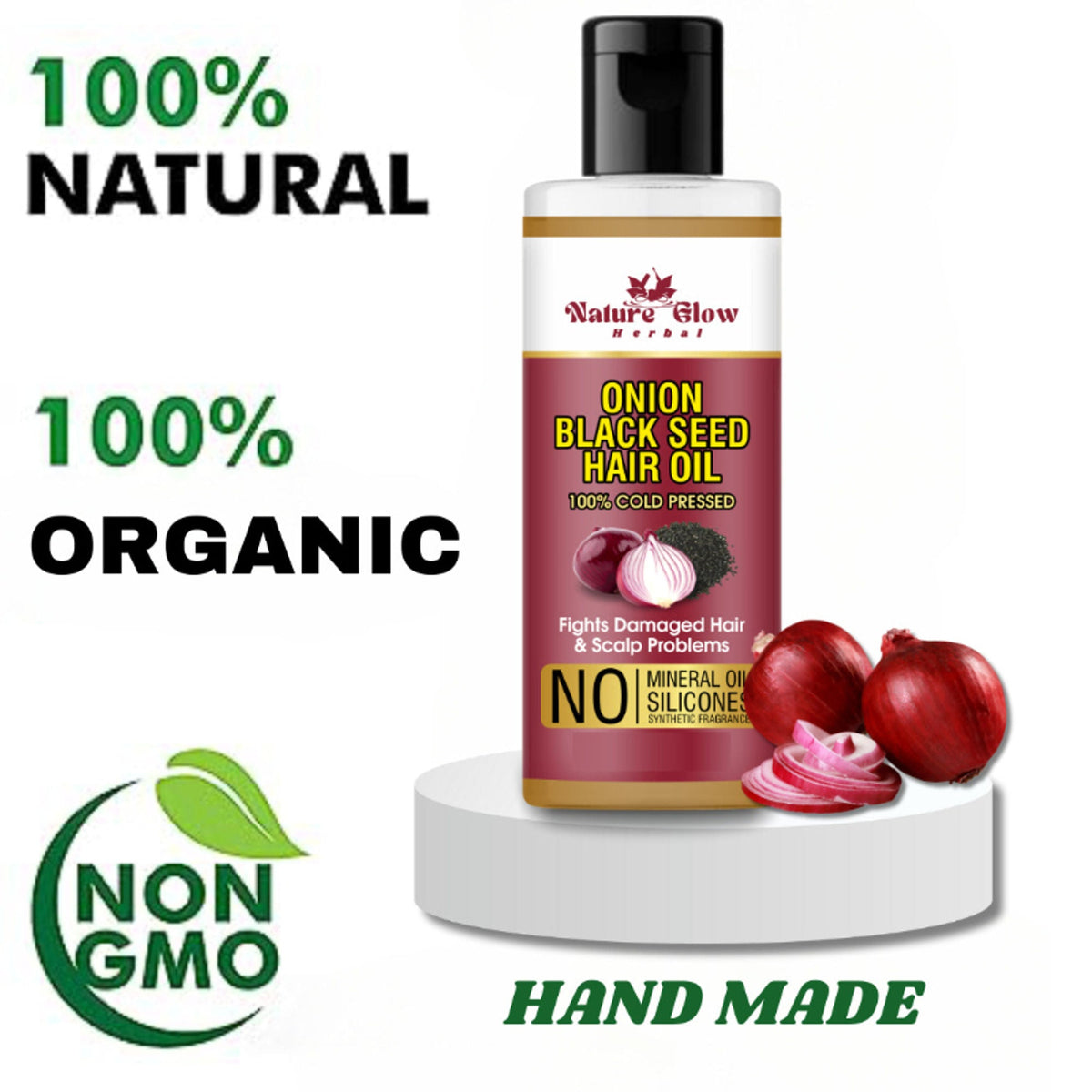 Nature Glow Herbal Onion Black Seed Hair Oil | Grocsy