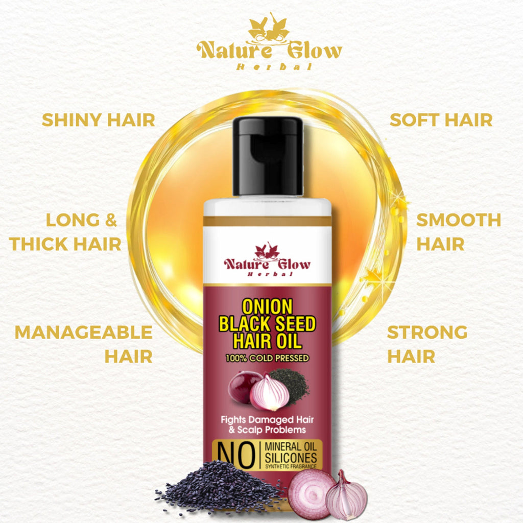 Nature Glow Herbal Onion Black Seed Hair Oil | Grocsy