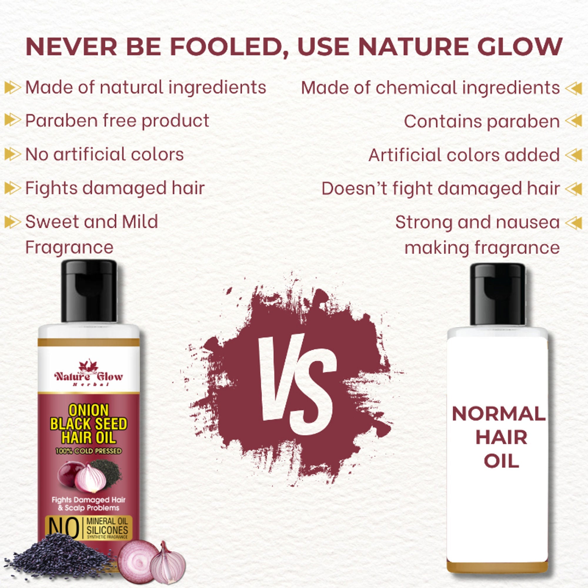 Nature Glow Herbal Onion Black Seed Hair Oil | Grocsy