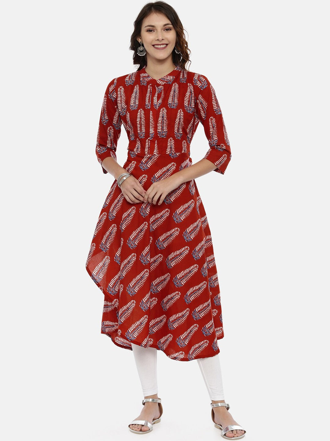 Souchii Maroon Printed A-Line Kurta | Grocsy