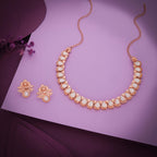 Tehzeeb Creationss Rose Gold Polish White Colour Necklace With Pair Of Earrings | Grocsy