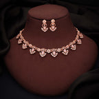 Tehzeeb Creations Gold-Polished Baby Pink Colour Necklace With Earrings | Grocsy