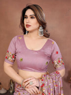 Teeya Creation New Latest Party Wear Lucknowi Soft Silk Saree-Beige | Grocsy