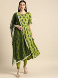 All About You Women Women Green Ethnic Motifs Printed Kurta with Trousers & With Dupatta | Grocsy