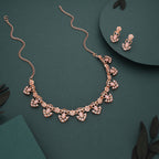 Tehzeeb Creations Gold-Polished Baby Pink Colour Necklace With Earrings | Grocsy