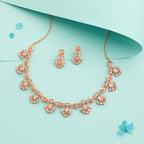 Tehzeeb Creations Gold-Polished Baby Pink Colour Necklace With Earrings | Grocsy