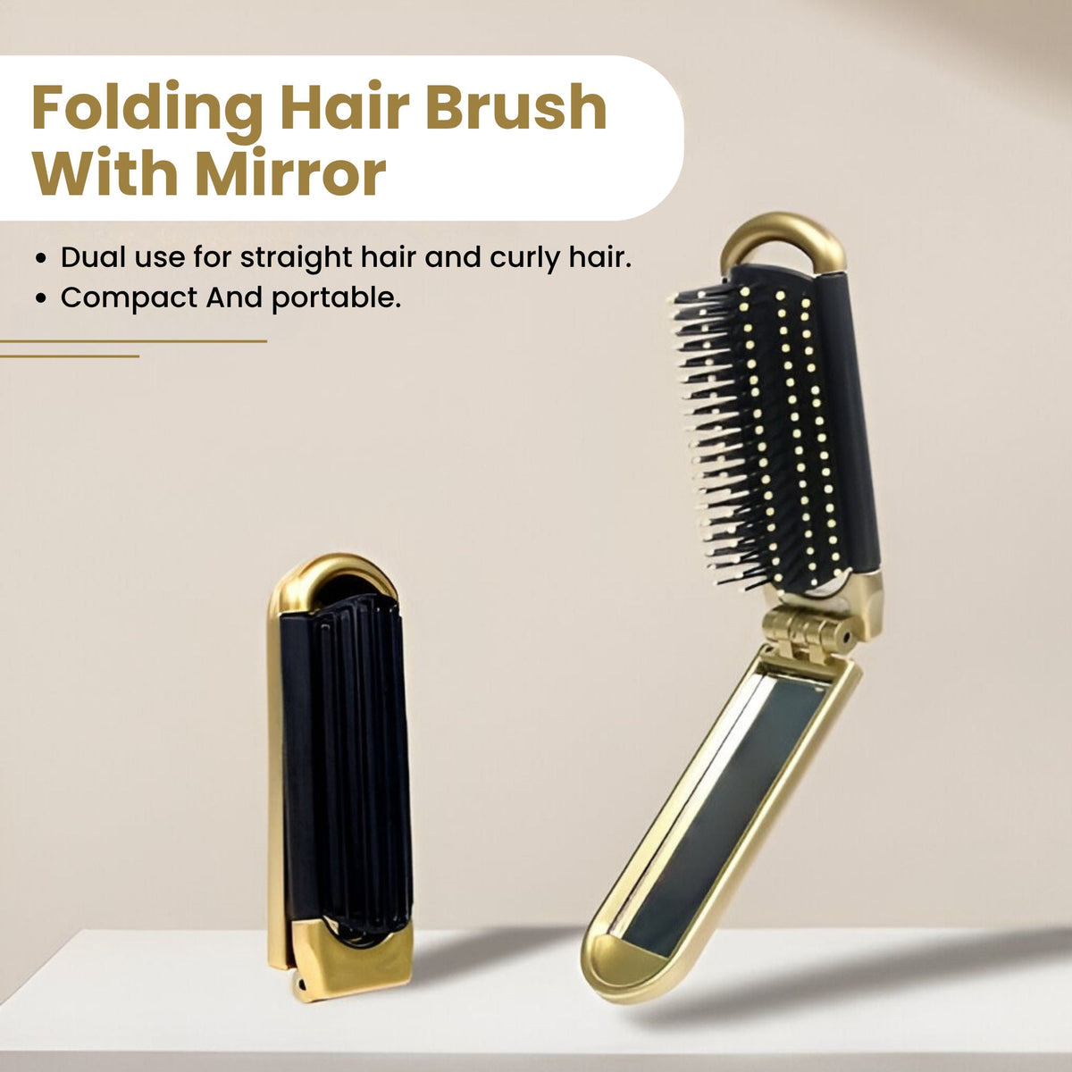 ZEYU Folding Hair Brush With Mirror | Grocsy