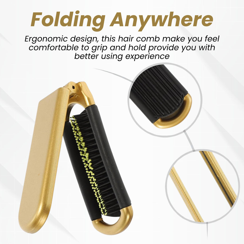 ZEYU Folding Hair Brush With Mirror | Grocsy
