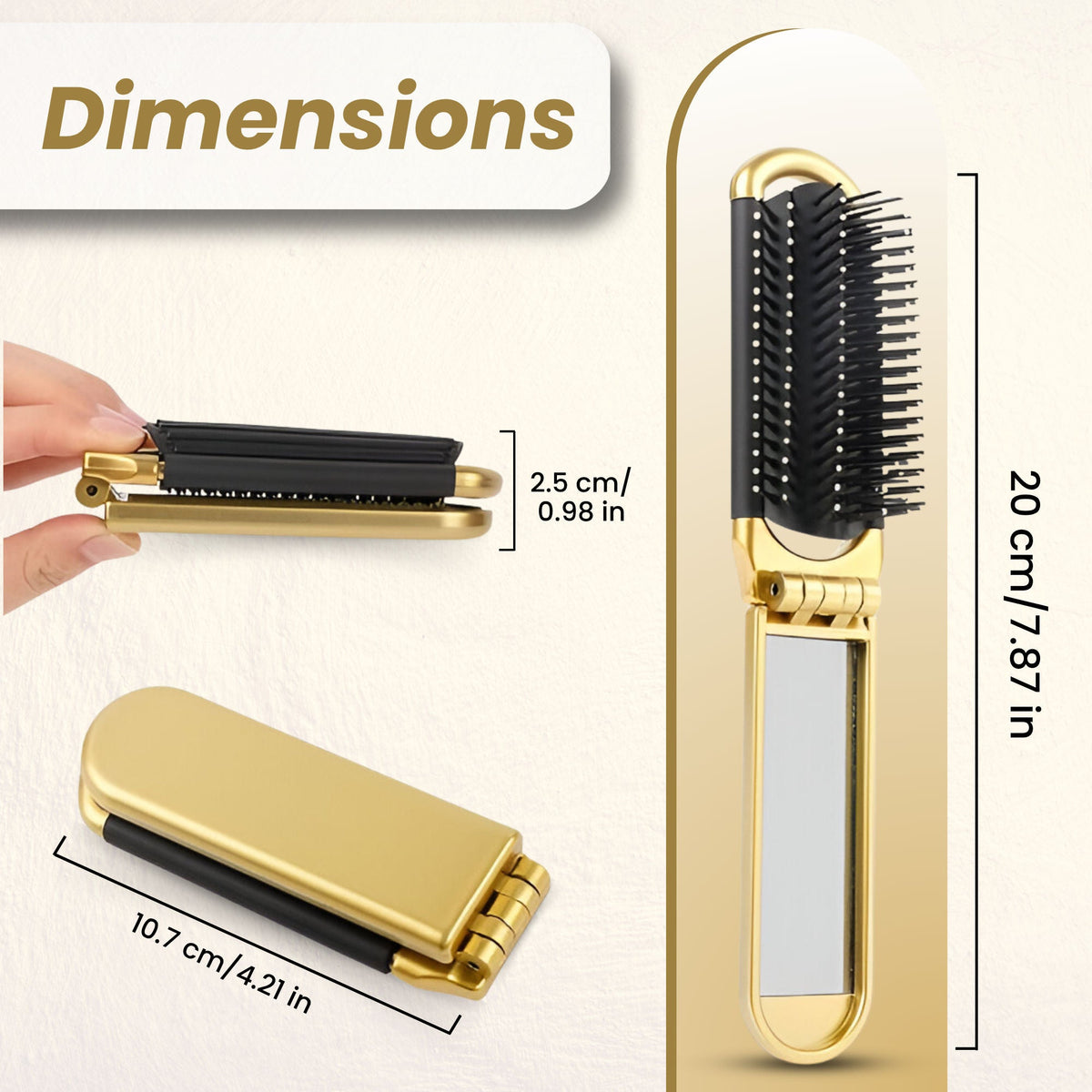 ZEYU Folding Hair Brush With Mirror | Grocsy