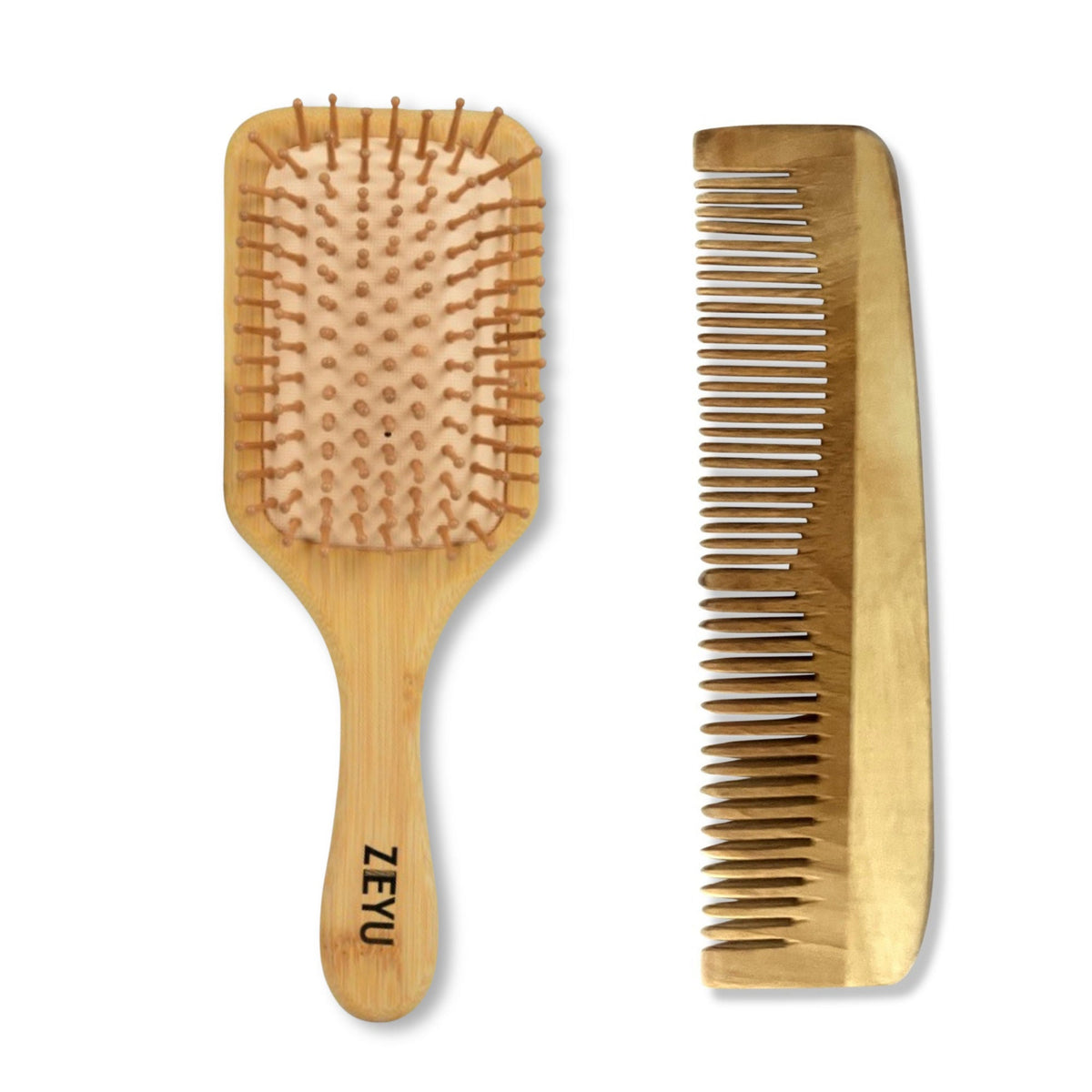 ZEYU Wooden Hair Brush And Wooden Comb With Bamboo Bristles | Grocsy