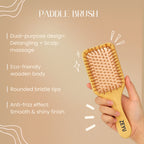 ZEYU Wooden Hair Brush And Wooden Comb With Bamboo Bristles | Grocsy