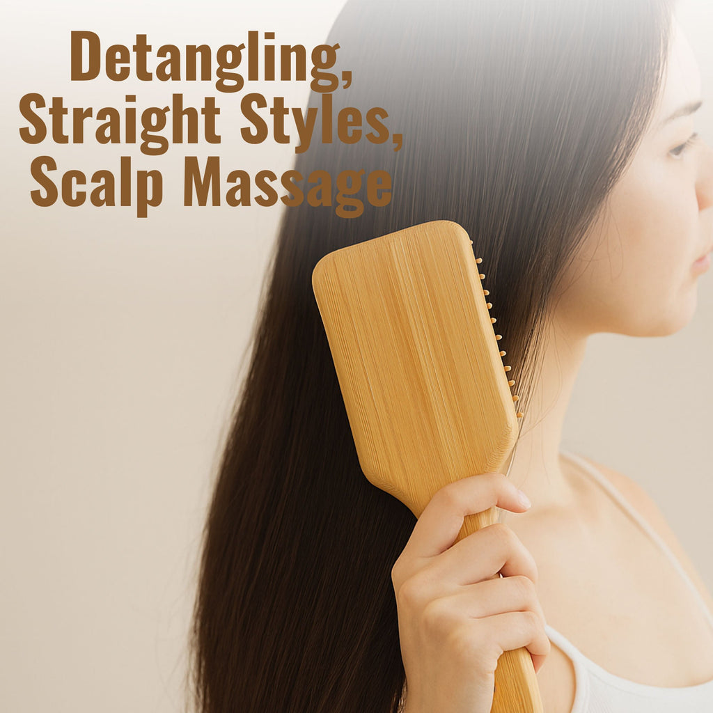 ZEYU Wooden Hair Brush And Wooden Comb With Bamboo Bristles | Grocsy