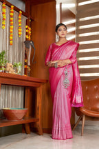 Vardha Candy Apple Red Silver Zari Kanjeevaram Silk Saree | Grocsy
