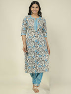 Aramya Straight Soft Cotton Floral Print Women's Kurta - Off White | Grocsy