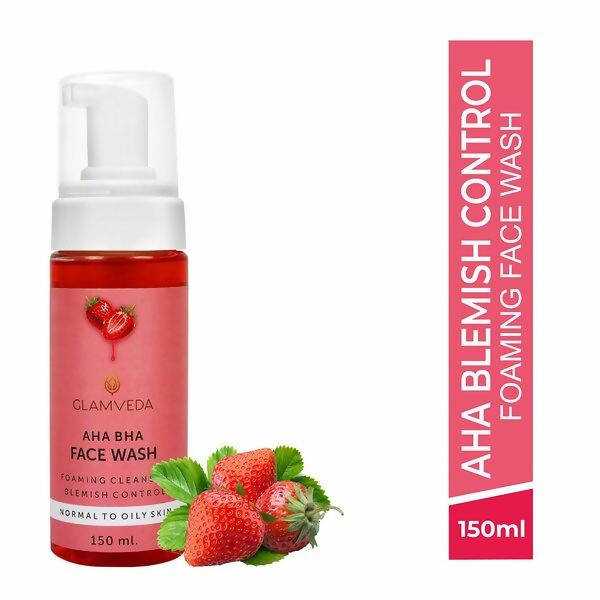 Glamveda Aha Bha Brightening Anti-Ageing Foaming Face Wash | Grocsy