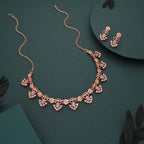 Tehzeeb Creations Gold-Polished Lavender Colour Necklace With Earrings | Grocsy