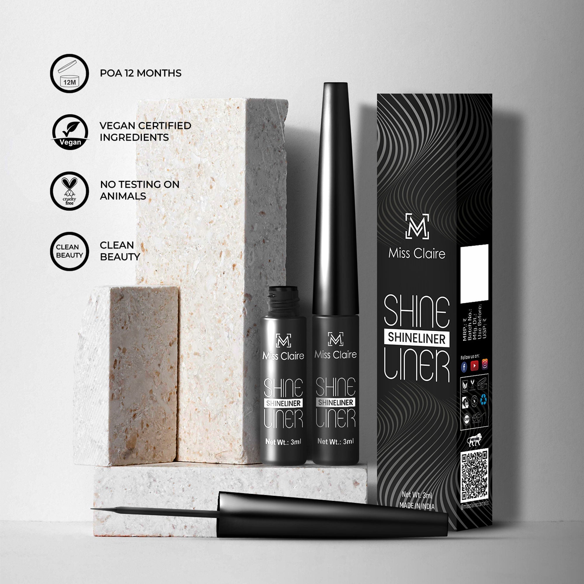 Miss Claire Shine Liner - Black | Grocsy