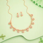 Tehzeeb Creations Gold-Polished Lavender Colour Necklace With Earrings | Grocsy
