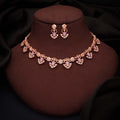 Tehzeeb Creations Gold-Polished Lavender Colour Necklace With Earrings | Grocsy