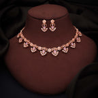Tehzeeb Creations Gold-Polished Lavender Colour Necklace With Earrings | Grocsy