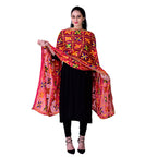 SWI Stylish Women's Embroidered Phulkari Chiffon Magenta Dupatta | Grocsy