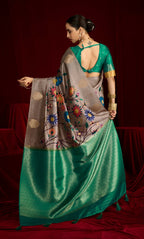 Joban Fashion Greensoft Silk Weaving Fabric With Digital Jamdani Print With Jacquard Rich Pallu & Blouse With Spring Tassels | Grocsy