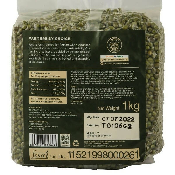 Two Brothers Organic Farms Whole Green Gram Moong | Grocsy