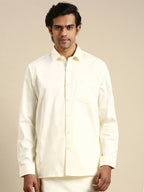 Ramraj Cotton Mens Cotton Cream Colour Full Sleeve Shirt | Grocsy