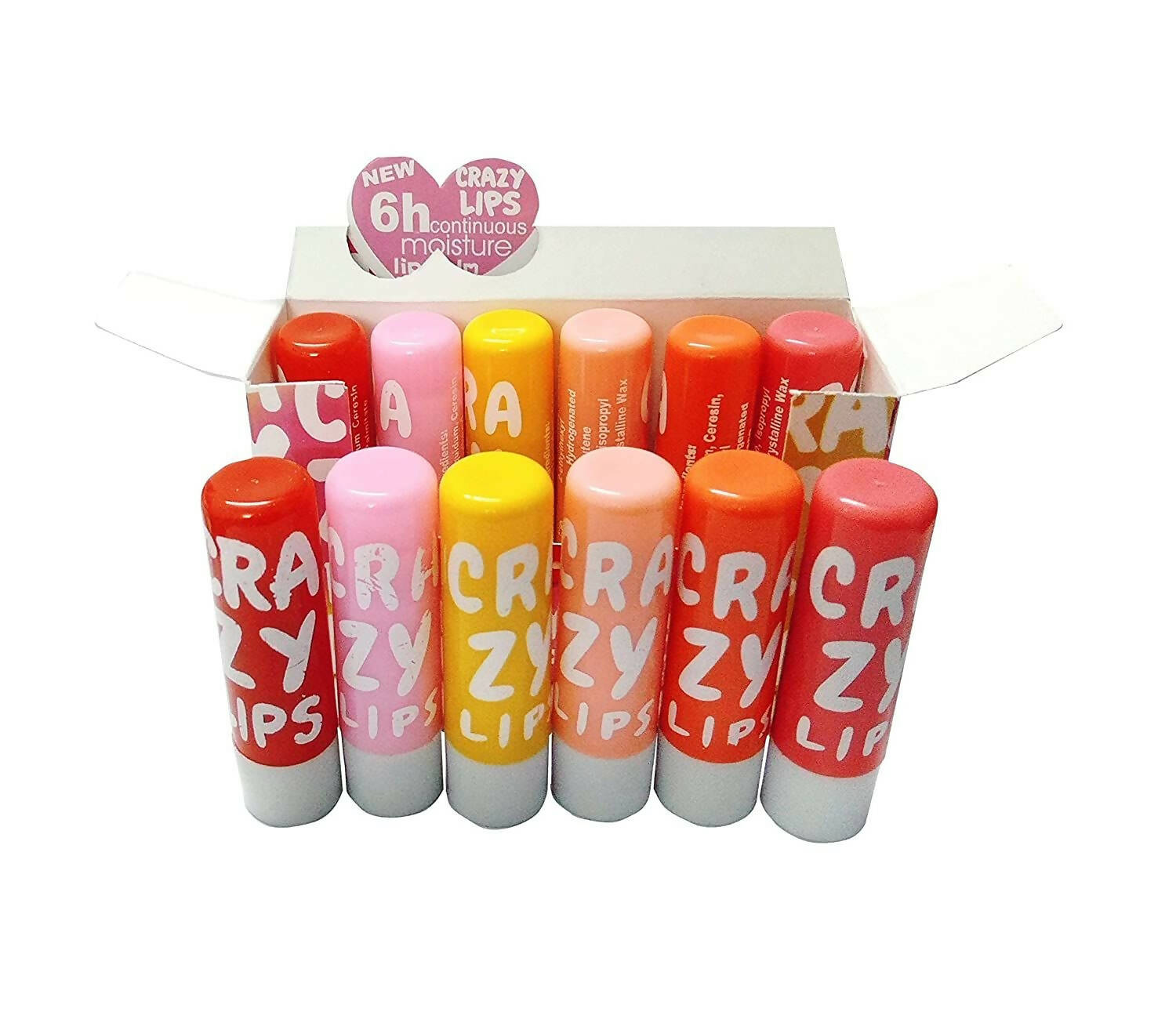 Favon Pack of 12 Multicolor Crazy Lip Balms | Grocsy