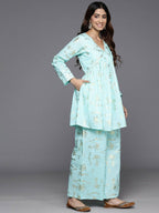 Ahalyaa Women's Traditional Wear Co-ods - Blue | Grocsy