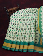 Combo of Off White and Rama Green Patan Patola Semi Chanderi Saree By Gayathri Reddy Designer Studio | Grocsy