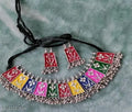 Tehzeeb Creations Women's Multi Colour Meenakari Oxidised Necklace Set - Swadesiicart