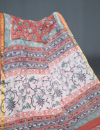 Pastel Chikoo Coloured Combination Printed Cotton Saree By Gayathri Reddy Designer Studio | Grocsy