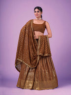 Myra Brown Georgette Embroidered Designer Lehenga | Grocsy