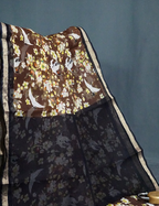 Dark Dry Mehndi Colour Block Print Pure Kota Cotton Saree By Gayathri Reddy Designer Studio | Grocsy