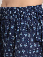 TAG 7 Women Navy Blue Ethnic Motif Printed Cotton Palazzo | Grocsy