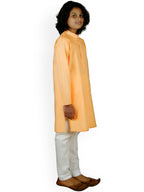 Sethukrishna Boys Orange Pure Cotton Kurta with Pyjama | Grocsy