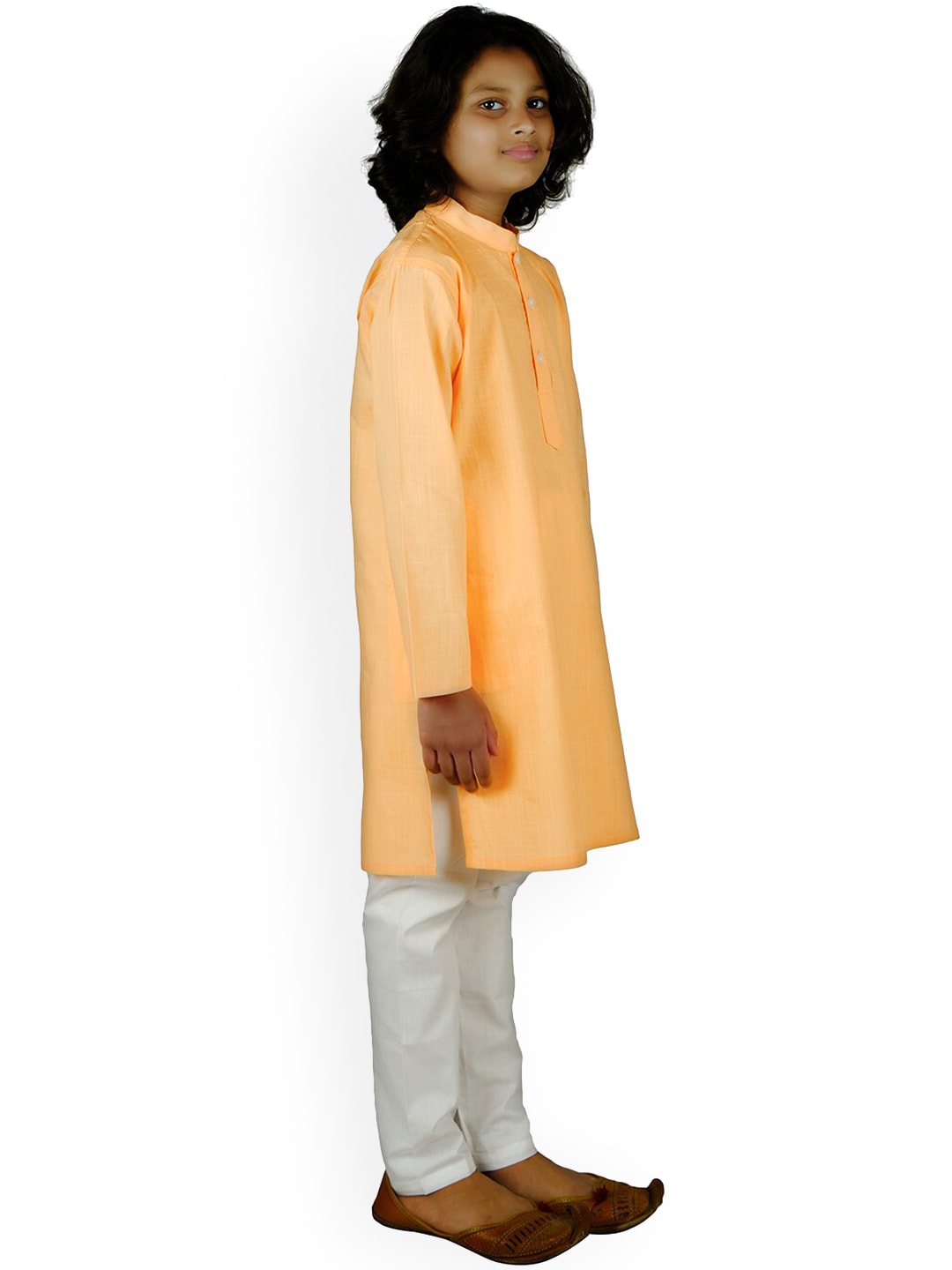 Sethukrishna Boys Orange Pure Cotton Kurta with Pyjama | Grocsy