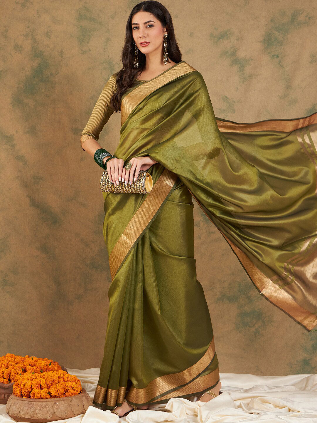 Sangria Woven Design Organza Sarees | Grocsy