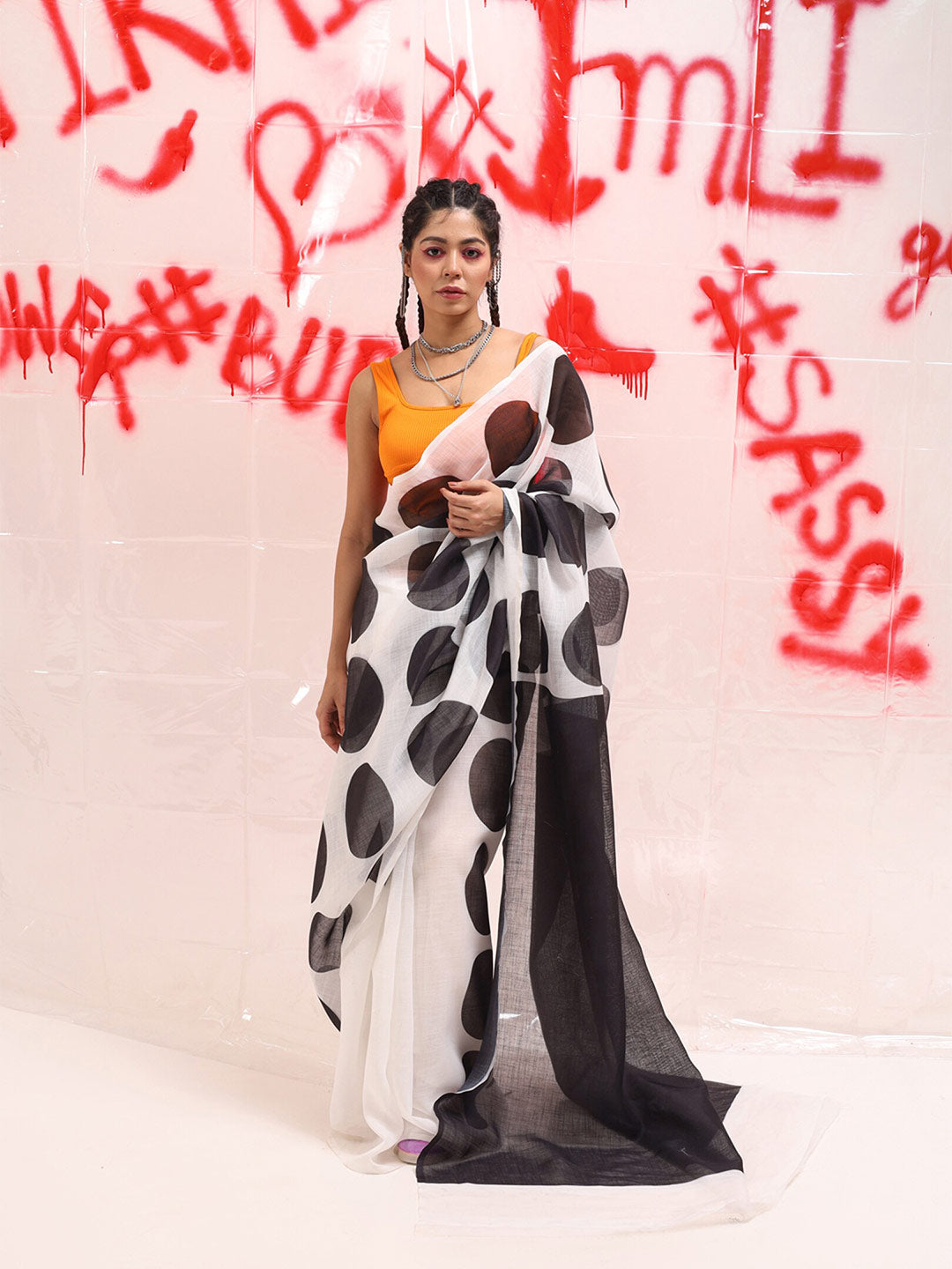 Tikhi Imli Polka Dot Designer Saree | Grocsy