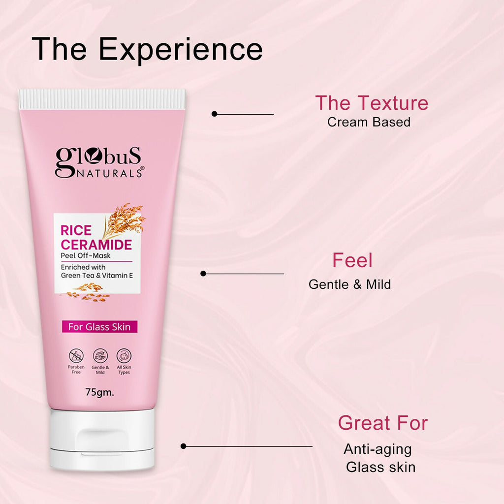Globus Naturals Rice Ceramide Peel Off Mask, For Korean Glass Skin | Grocsy