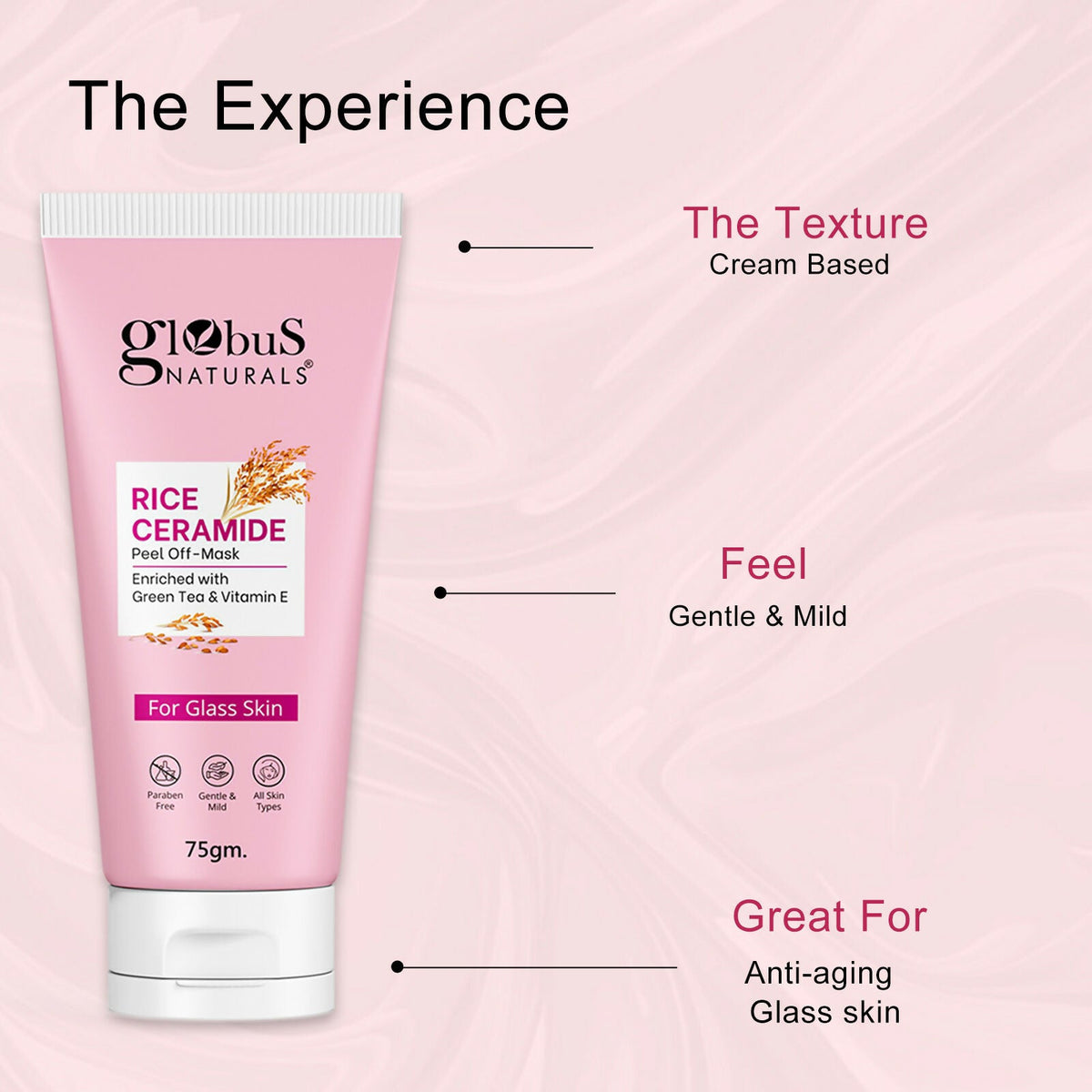 Globus Naturals Rice Ceramide Peel Off Mask, For Korean Glass Skin | Grocsy