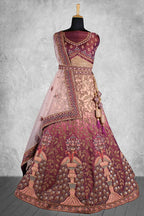 Maroon & Beige Velvet Hand Work Semi Stitched Lehenga Choli with Dupatta - Nimaya Lagnotsav | Grocsy