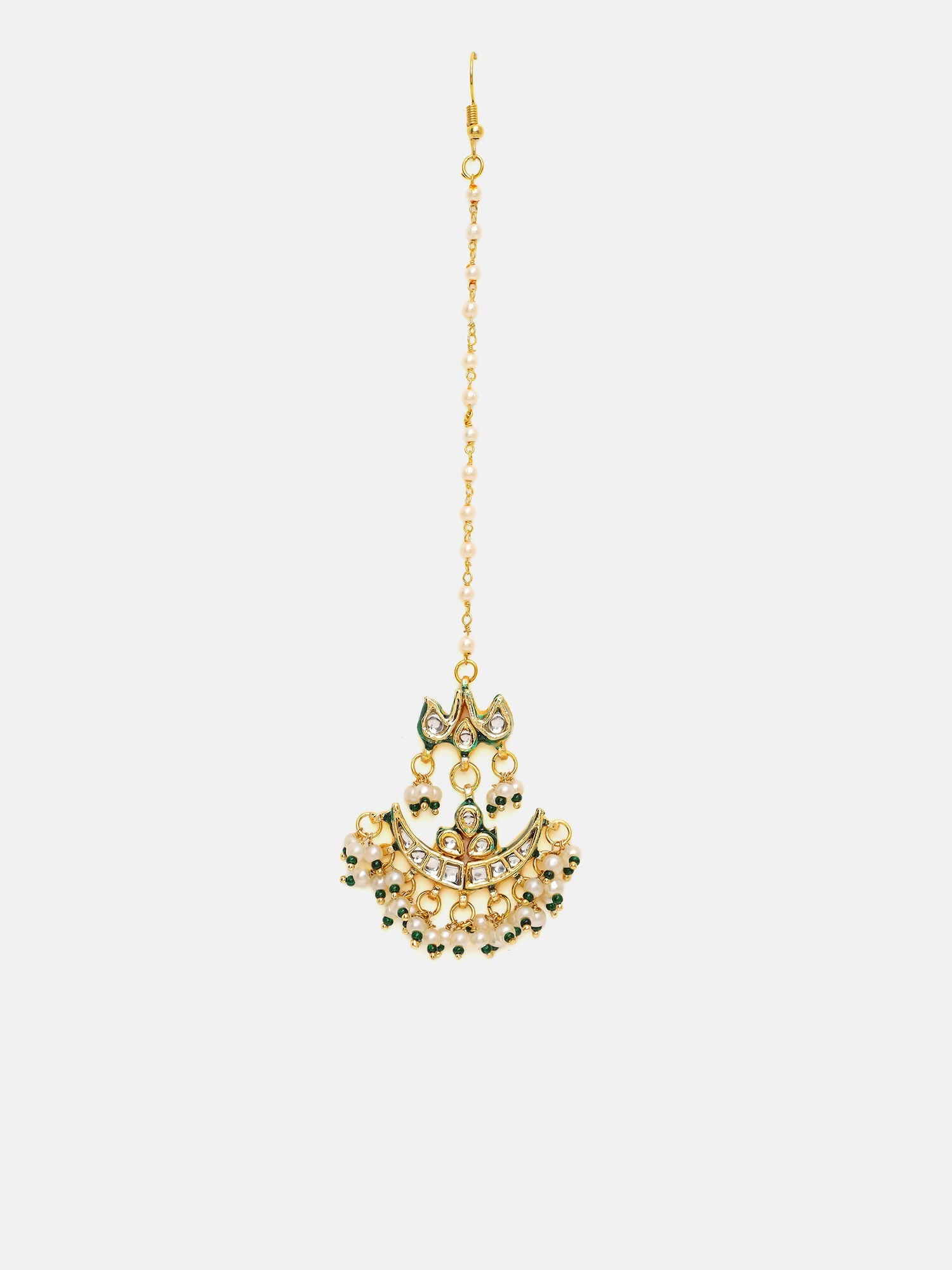 Ruby Raang Gold Polished Gold Kundan Maang Tikka | Grocsy
