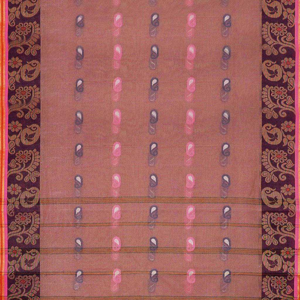 Exclusive Collection 100% Pure Cotton Mauve Tant Saree With Hand Weaving Work | Grocsy