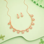 Tehzeeb Creations Gold-Polished White Colour Necklace With Earrings | Grocsy