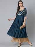 Aks Floral Yoke Design Anarkali Kurta | Grocsy